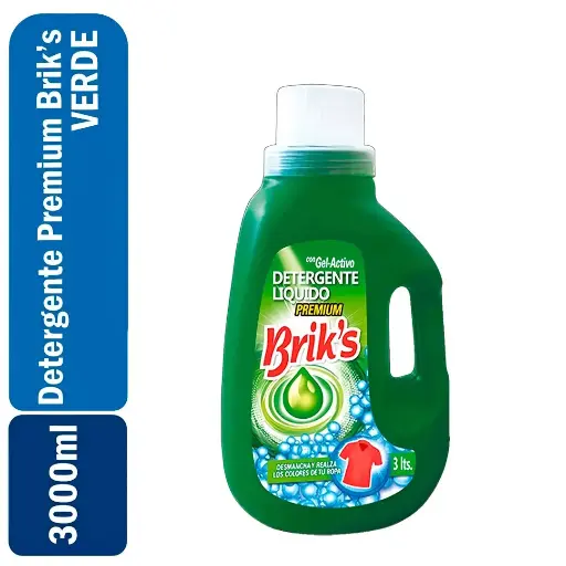 [7804566548524] Detergente Premium Briks Verde 3 Lts
