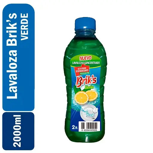 [7804932000601] Lavaloza botella Briks Verde 2 Lts